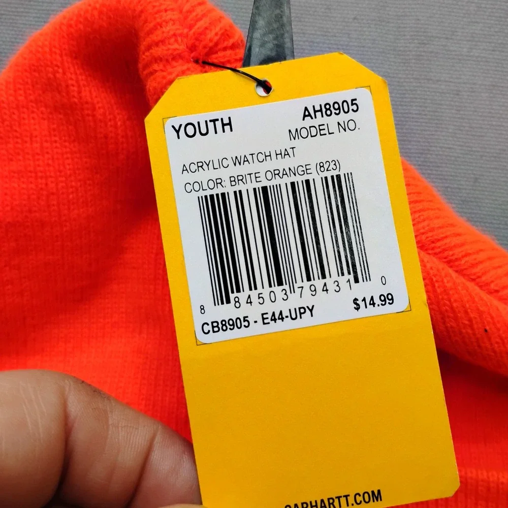 Carhartt Kids Youth Acrylic Watch Hat Beanie‎ Brite Hunter Orange